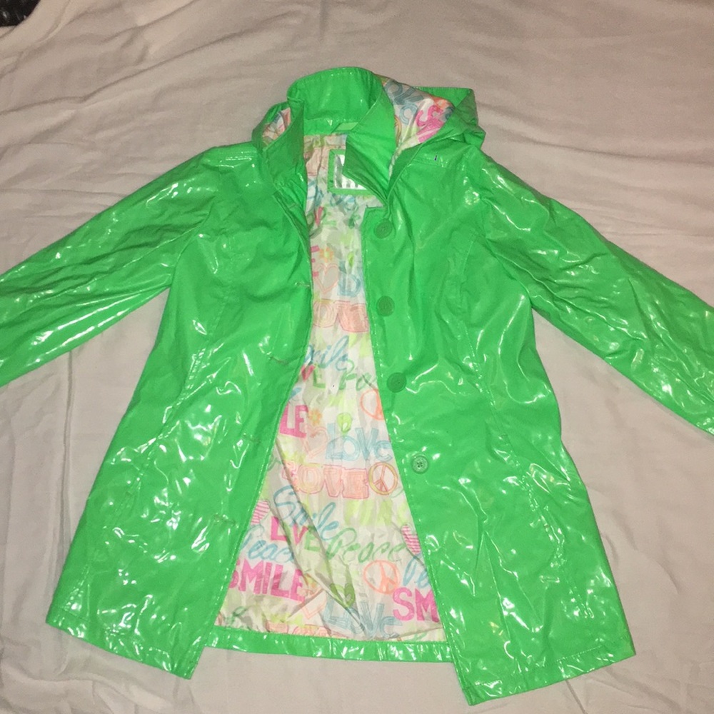 girls lime green raincoat
